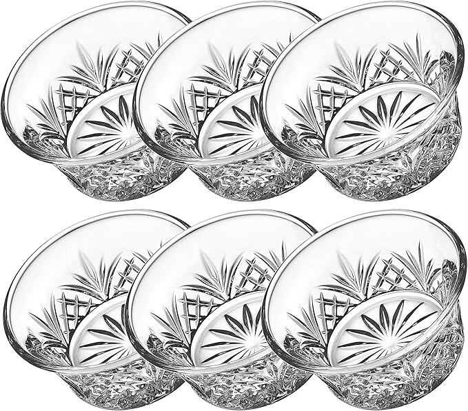 Godinger Bowl Set - Mini Crystal Prep, Dip, Dessert, Bar Dish Bowls - Set of 6, 2oz