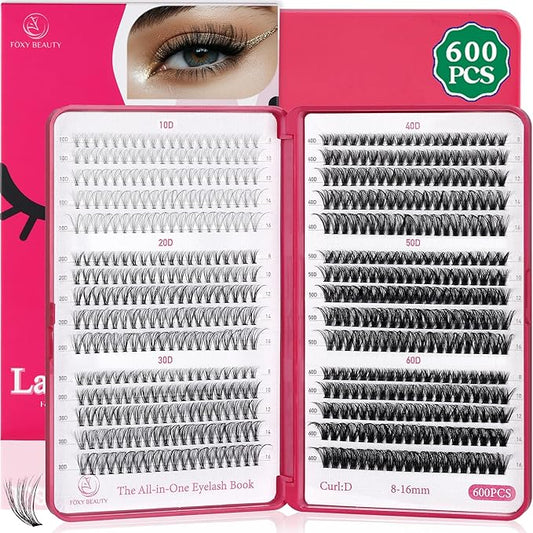 Lash Clusters 600PCS Lashes - Wispy Lash Clusters 10D 20D 30D+40D50D60D Individual Lashes Clusters D Curl Lash Extension 8-16MM Eyelash Clusters DIY Cluster Eyelash Extensions for Beginners Eyelashes-BrightBean Baby