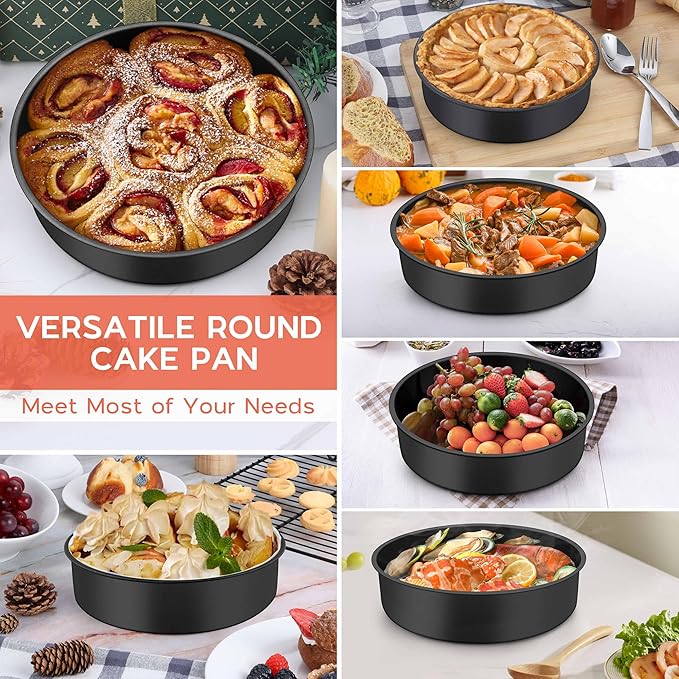 Onader 8 Inch Cake Pan, Stainless Steel Round Smash Cake Bake Pans Set of 3, Nonstick & Non Toxic Birthday Wedding Baking Tins