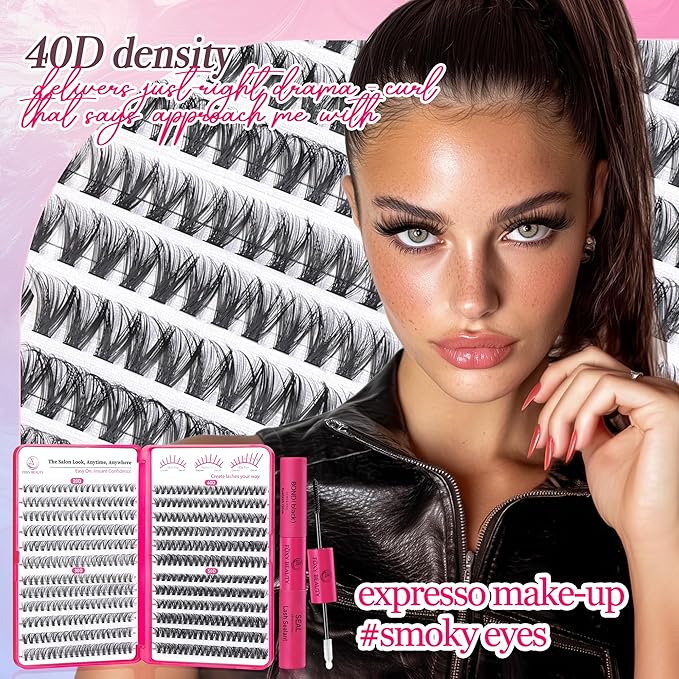 Waltz Lash Clusters Kit - Lash Clusters Lash Extension Kit with Bond and Seal Eyelash Cluster 20D30D40D50D-0.07D Cluster Eyelash Extensions Eyelash Extension Kit DIY at Home-BrightBean Baby
