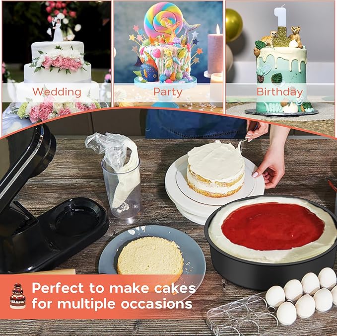 Onader 8 Inch Cake Pan, Stainless Steel Round Smash Cake Bake Pans Set of 3, Nonstick & Non Toxic Birthday Wedding Baking Tins