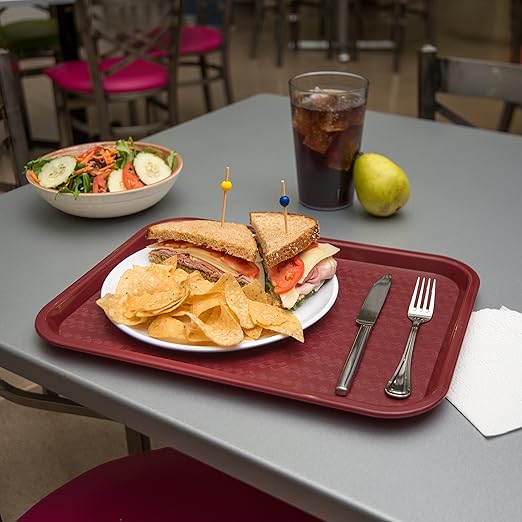 Carlisle FoodService Products CT121661 Cafe Standard Plastic Cafeteria/Fast Food Tray, NSF Certified, BPA Free, 16" Length x 12" Width, Burgundy (Pack of 24)