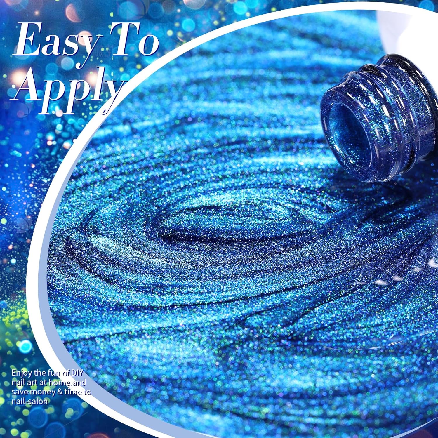 Born Pretty Cat Magnetic Eye Gel Nail Polish, Blue Glitter Cat Magnetic Gel Nail Polish, Holographic Magnetic Nail Polish for Nail Art Manicure Salon DIY at Home 15ML-BrightBean Baby