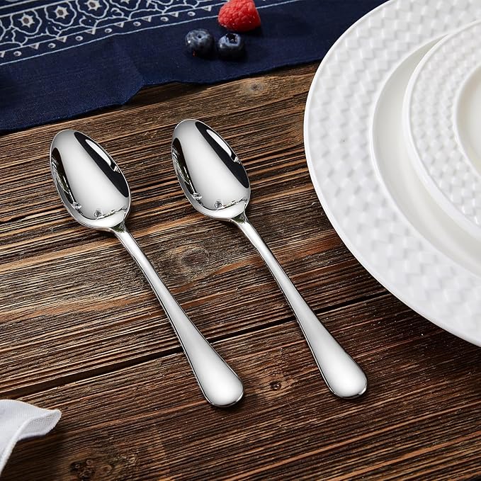 KEAWELL Premium Verona 4-Piece 6.5 inch Spoon Set – 18/10 Stainless Steel, Heavy-Duty Mirror-Finished Silverware for Daily Meals, Hosting and Special Occasions (4, Teaspoons)