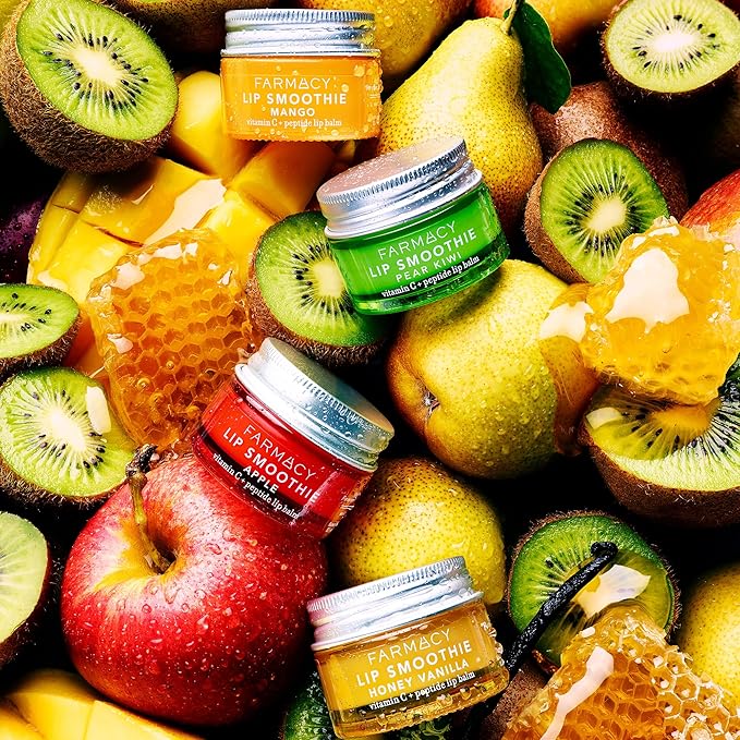 Farmacy Peptide Lip Balm - Lip Smoothie Hydrating Lip Balm with Vitamin C to Visibly Plump + Smooth Lip Lines - Nourishing Lip Treatment with a High-Gloss Finish - Mango (10g)-BrightBean Baby