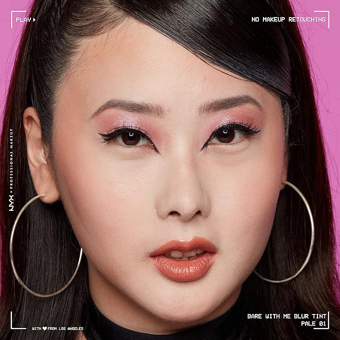 NYX PROFESSIONAL MAKEUP Bare With Me Blur Skin Tint Foundation Make Up with Matcha, Glycerin & Niacinamide - Pale-BrightBean Baby