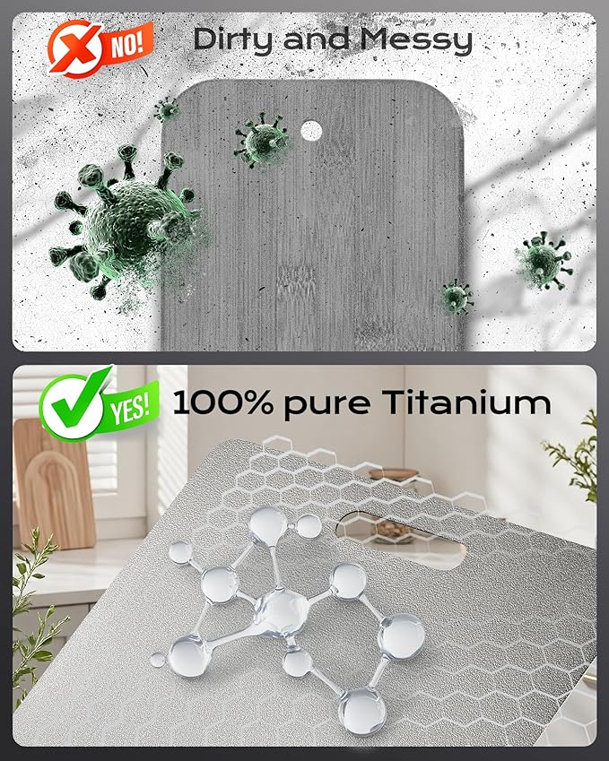Titanium Cutting Board, Food Grade 100% Pure Titanium Cutting Boards for Kitchen, Non-Toxic Double-Sided Chopping Board, Dishwasher Safe, Easy to Clean – 16 x 12 Inch