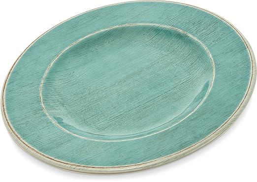 Carlisle FoodService Products Grove Reusable Plastic Plate Salad Plate with Rim for Home and Restaurant, Melamine, 9 Inches, Aqua, (Pack of 12)