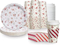 Papyrus Disposable Tabletop Plates Set - Elegant and Sturdy Plates for Any Occasion, Peppermint Candy Cane, Dinnerware Set