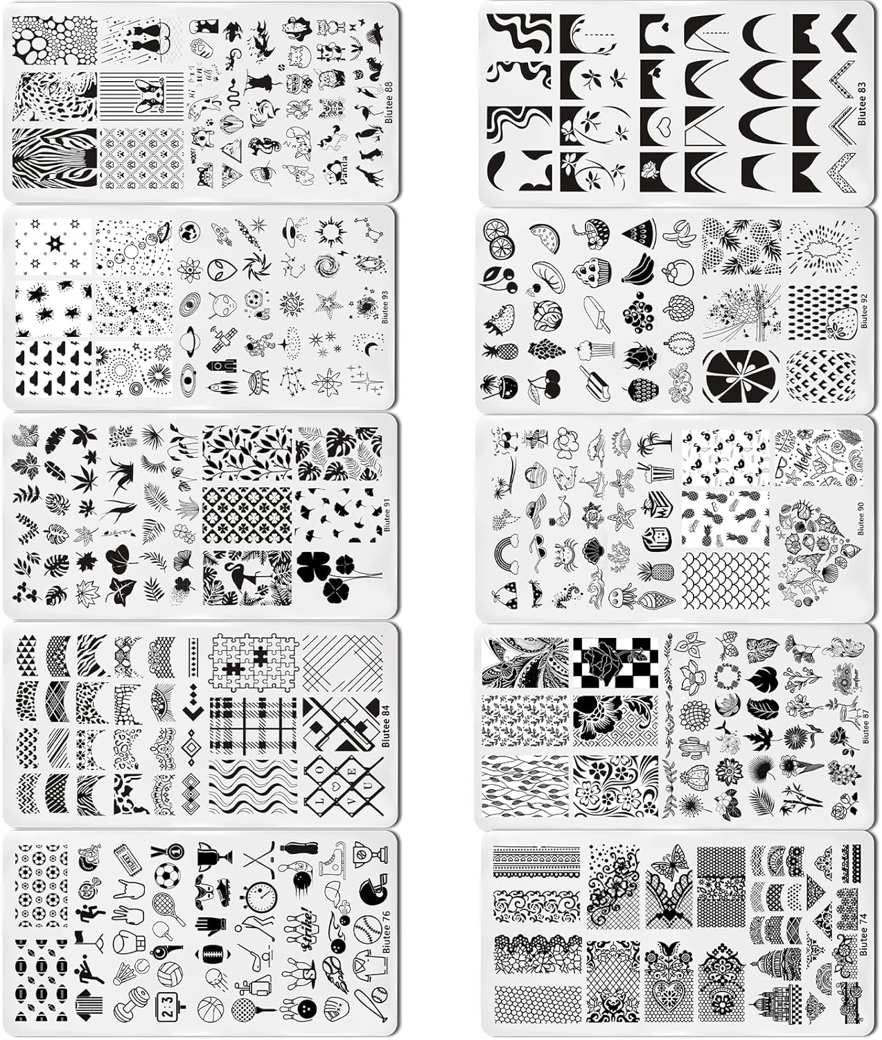 Biutee Nail Stamping Plates Set 8pcs Nail Stamping Polish Gel, 10pcs Nail Stamper Kit with Stamper, Nail Art Plates Set for Women Girls DIY Salon & Home-BrightBean Baby