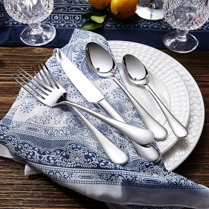 KEAWELL Premium Verona 4-Piece 5.9 inch Spoon Set – 18/10 Stainless Steel, Heavy-Duty Mirror-Finished Flatware for Daily Meals, Hosting and Special Occasions (4, Small Spoons)