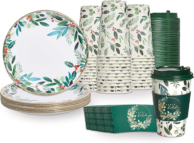 Papyrus Disposable Tabletop Plates Set - Elegant and Sturdy Plates for Any Occasion, Holiday Foliage, Dinnerware Set