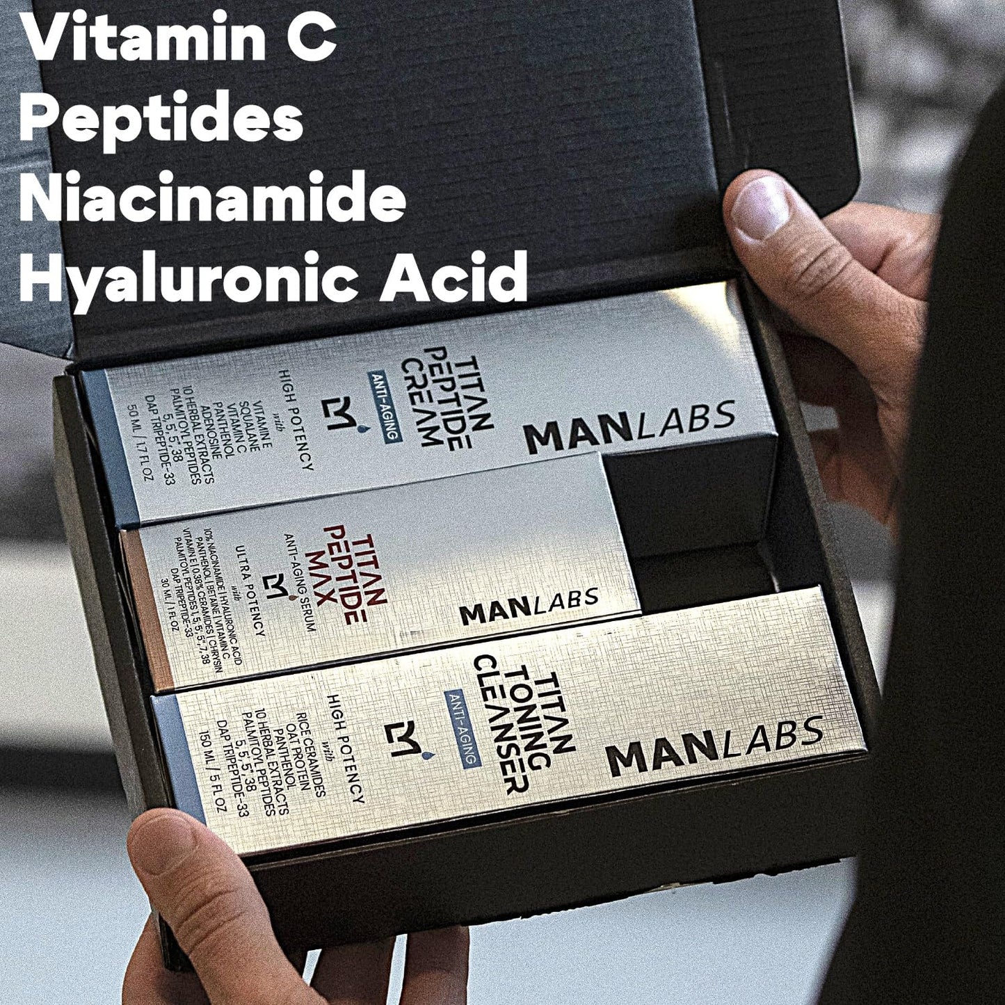 Titan Golden Anti-Aging Mens Skin Care Kit – Wash, Face Serum, Mens Face Moisturizer – Men, Skin Care Set – Dark Spots, Wrinkles, Fine Lines – Vitamin C, Peptides, Niacinamide, HA – Unscented-BrightBean Baby