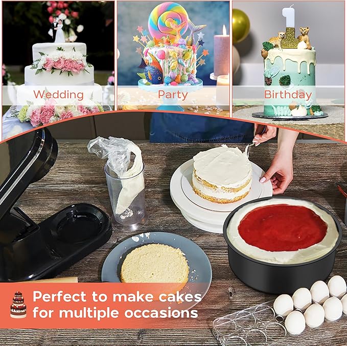 Onader 6 Inch Small Cake Pans Sets of 3 for Baking, Round Smash Cake Baking Pans for Birthday Wedding, Stainless Steel Core with Nonstick Coating