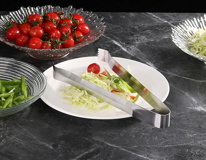 New Star Foodservice 42276 Restaurant-Grade Pom Tong, Stainless Steel, 9 inch, Set of 6, Silver