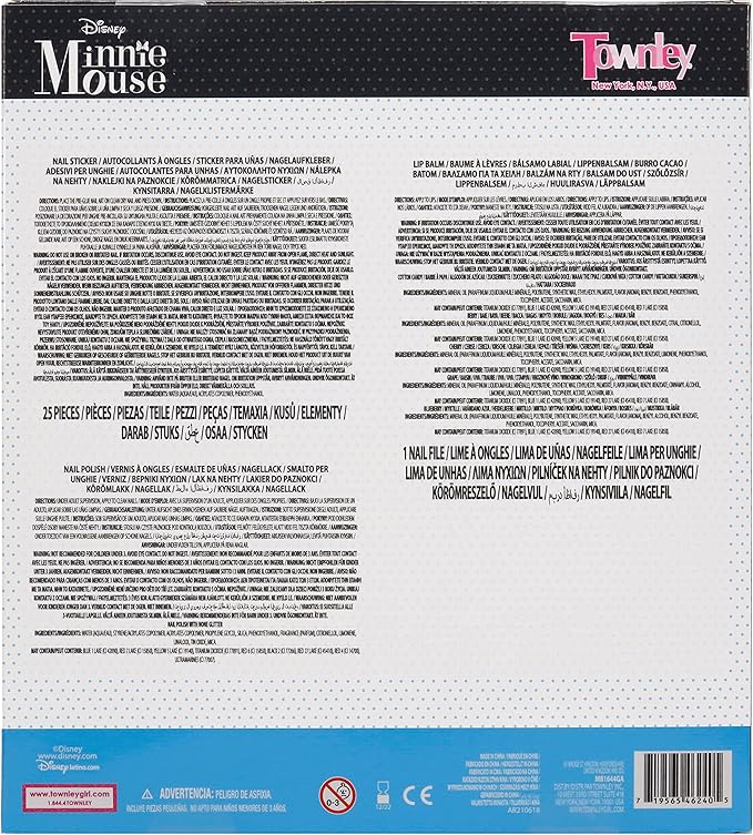 Townley Girl Disney Minnie Mouse Sparkly Cosmetic Makeup Set for Girls with Lip Balm Nail Polish Nail Stickers-35 Pcs|Perfect for Parties Sleepovers Makeovers|Birthday Gift for Girls above 3 Yrs, Kid-BrightBean Baby