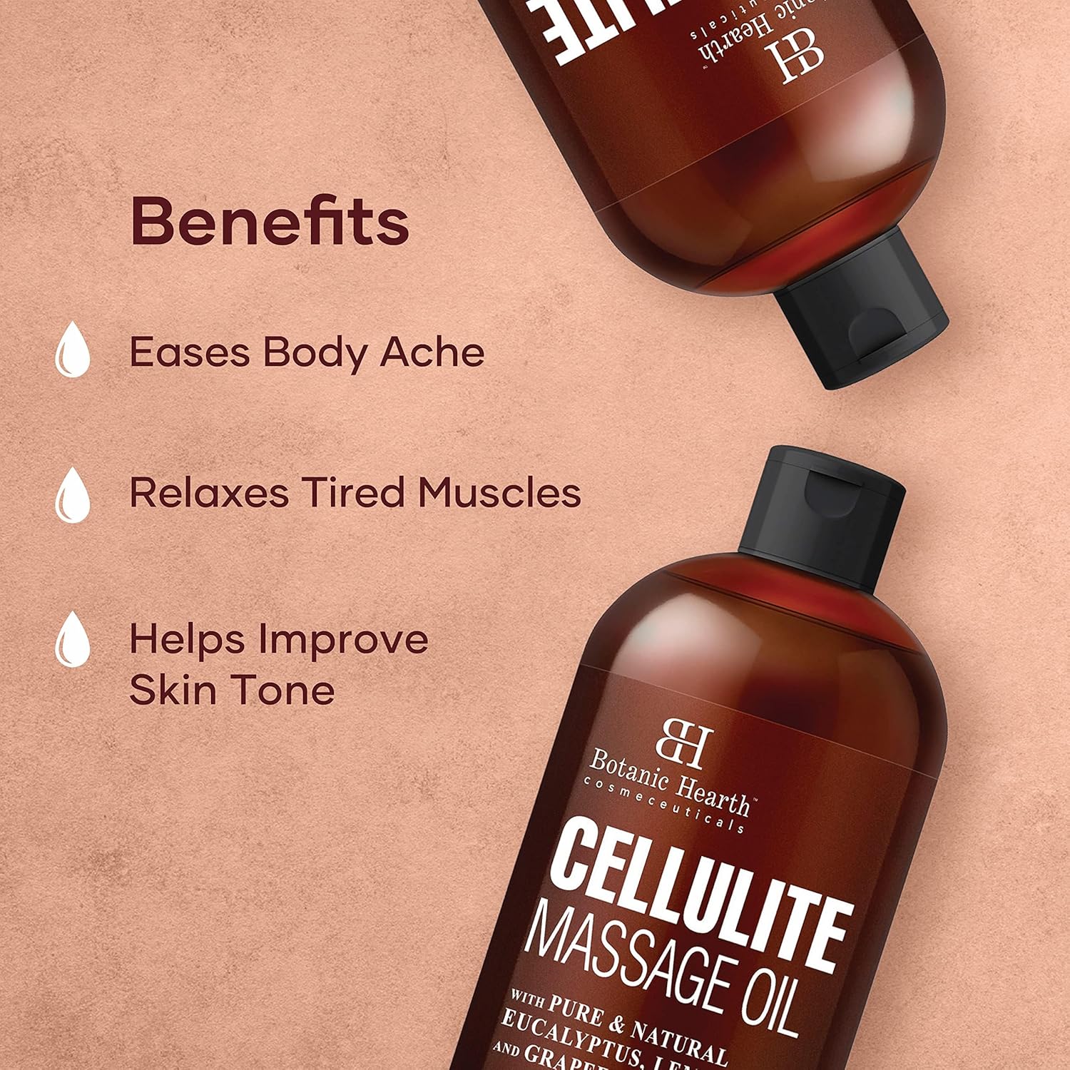 Botanic Hearth Anti Cellulite Massage Oil | Cellulite Oil for Thighs and Butt Firming | Unique Blend of Massage Essential Oils | Improves Skin Tone, Skin Firmness & Tightness | 8 Fl Oz-BrightBean Baby
