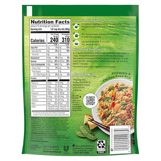 Knorr Rice Sides 8 Count Chicken Flavor Fried Rice For a Tasty Rice Side Dish No Artificial Flavors 5.7 oz