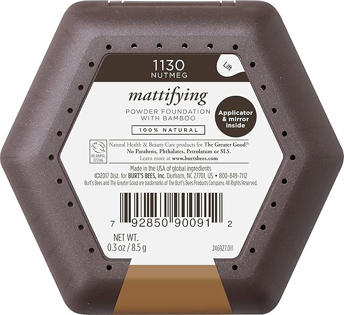 Burts Bees 100% Natural Mattifying Powder Foundation, Nutmeg - 0.3 Ounce (Pack of 2)-BrightBean Baby