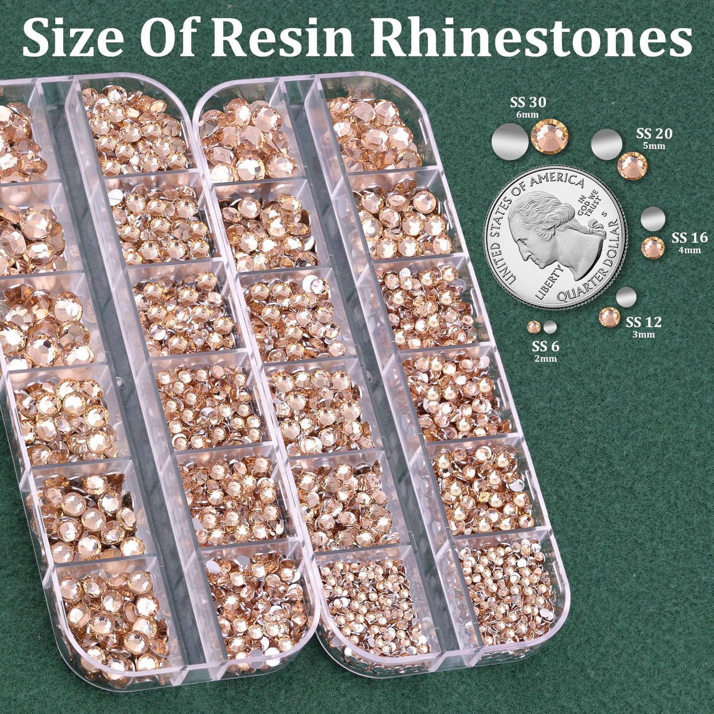 Resin Rhinestones for Crafting with B7000 Jewelry Glue, 2 Boxes Champagne Flatback Crystals with 3Pcs 10ml Glue for Bedazzling Crafts DIY Nail Art Makeup，Non Hotfix Gems for Clothing Shoes-BrightBean Baby