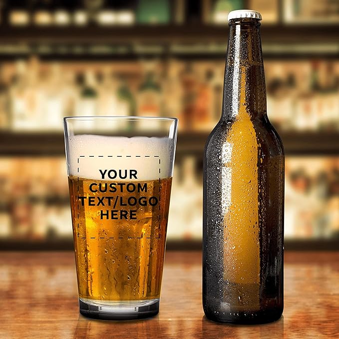 Custom Libbey Pint Glass 16 oz. Set of 100, Personalized Bulk Pack - Beer Glasses, Heavy Duty Drinkware - Black