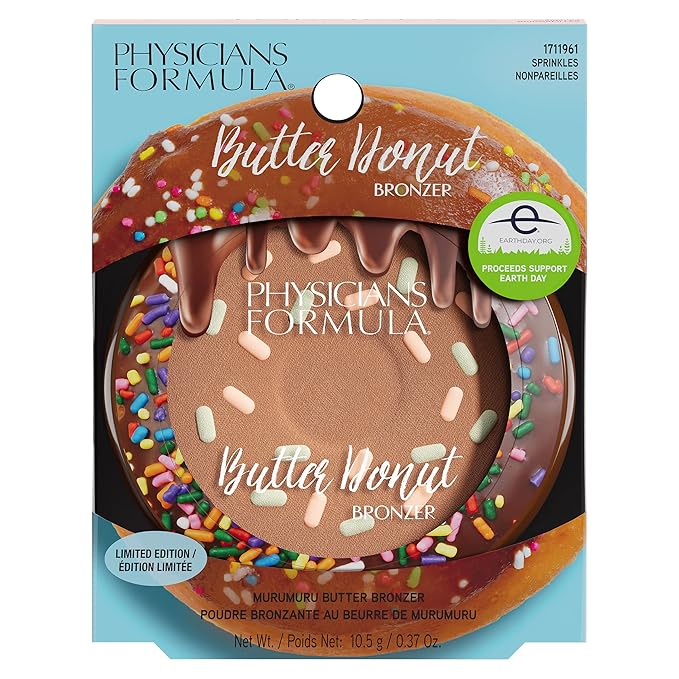Physicians Formula Murumuru Butter Cheat Day Donut Bronzer, Lightweight, Cruelty-Free, For Sensitive Skin, Dark Shimmer Cream Bronzer, 0.38Oz, Sprinkles-BrightBean Baby