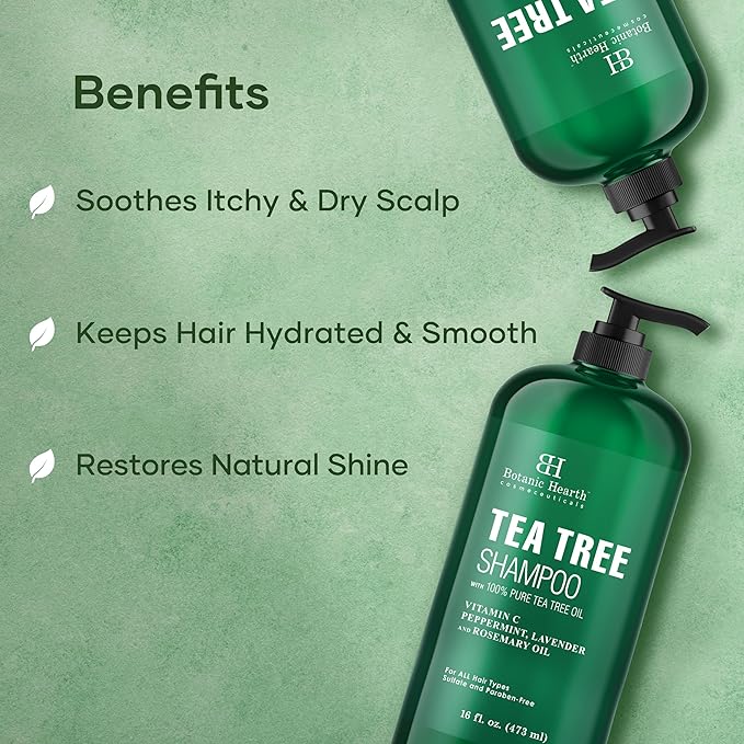 Botanic Hearth Tea Tree Shampoo, Vitamin C, Peppermint, Lavender And Rosemary Oil, Fights Dandruff And Dry Scalp, 16 Fl Oz-BrightBean Baby