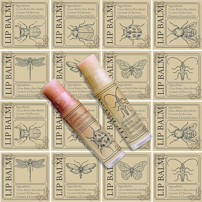 CRASPIRE Lip Balm Labels 80pcs Homemade Lip Balm Labels 2” Clear Lip Balm Labels for Tubes Printable Waterproof Lip Balm Stickers Labels for Lip Balm Handcream Candle Container（Insect-Brown）-BrightBean Baby