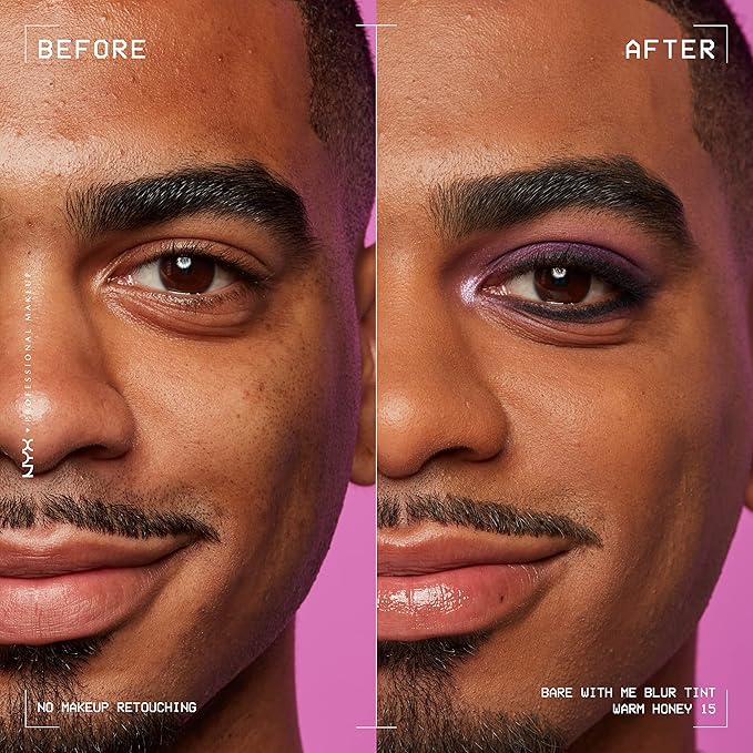 NYX PROFESSIONAL MAKEUP Bare With Me Blur Skin Tint Foundation Make Up with Matcha, Glycerin & Niacinamide - Warm Honey-BrightBean Baby