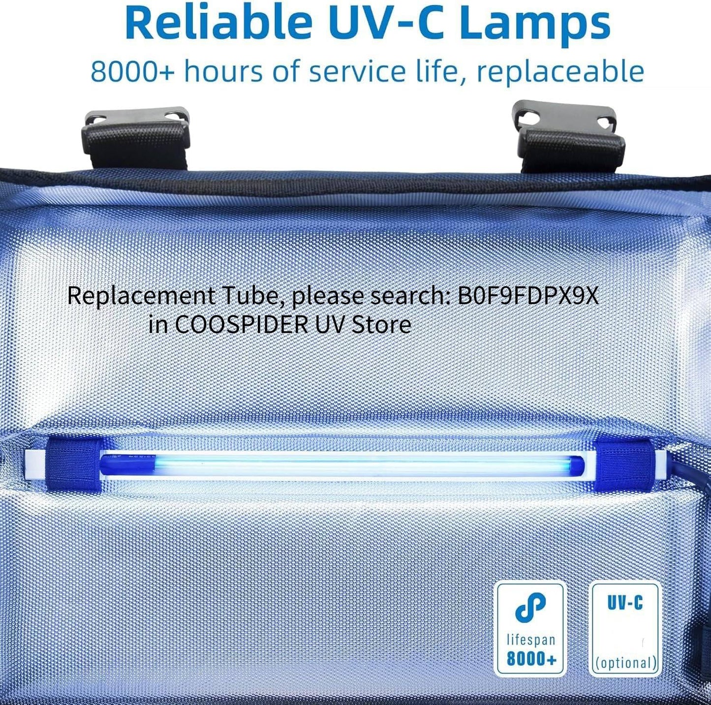 UVC Sanitizer Box Ozone Free with Timer, Portable Large Cleaner Bag with USB Port, UV Light Blue Tote for Mask, Cell Phone, Baby Bottle, Key, Towel 12L/3.17 gal-BrightBean Baby