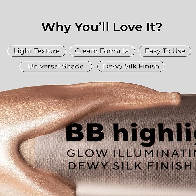 Lamel Dewy Cream BB Highlighter - Lightweight, Buildable and Luxuriously Glossy with Radiant, Natural-looking, Non-Greasy, Moisturizing, and Long-Lasting Formula for Flawless, Skin-Brightening - 401-BrightBean Baby
