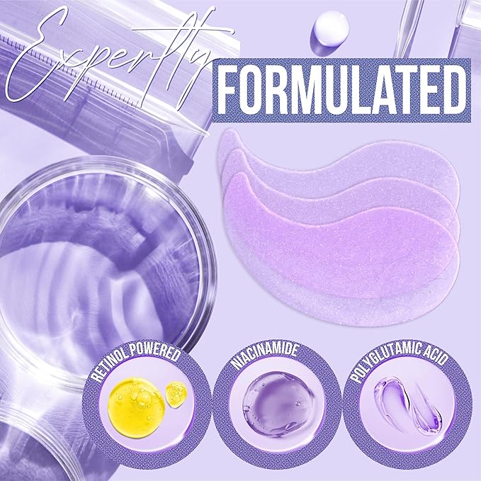 DIAMOND GAZE Under Eye Patches 28 Pairs, Rejuvenate Eye Area, Soothing Hydrate Brighten Skin, Plumps Fine Lines, Hydrogel Eye Mask with Retinol, Niacinamide and Polyglutamic Acid, Eye Gel Pads-BrightBean Baby