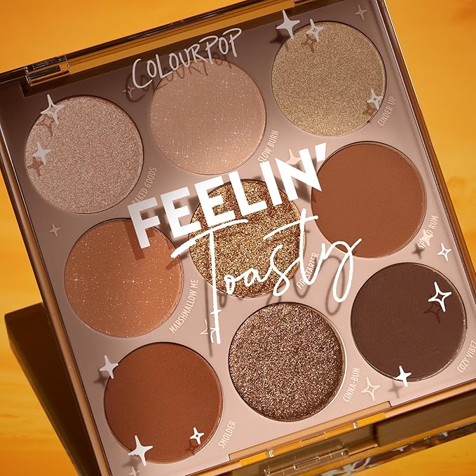 ColourPop Eyeshadow Palette - Eye Makeup Palette with Matte, Metallic, Matte Sparkle & Glitter Finishes - High-Pigment Eye Makeup with a Long-Wearing Formula - Feelin' Toasty (0.3 oz)-BrightBean Baby