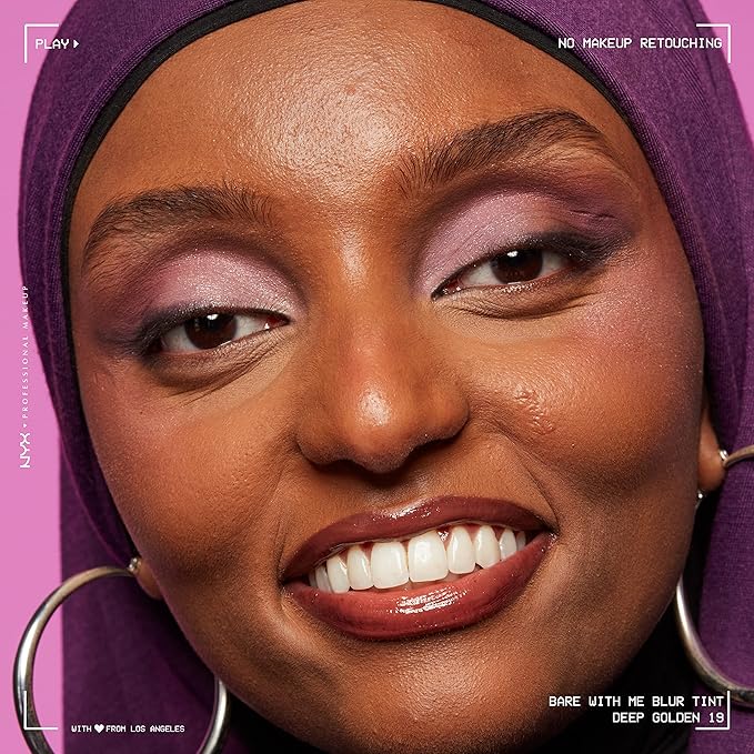 NYX PROFESSIONAL MAKEUP Bare With Me Blur Skin Tint Foundation Make Up with Matcha, Glycerin & Niacinamide - Deep Golden-BrightBean Baby