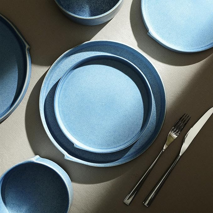 Stone Lain Bao 4-Piece Salad Plate Set Stoneware, Blue