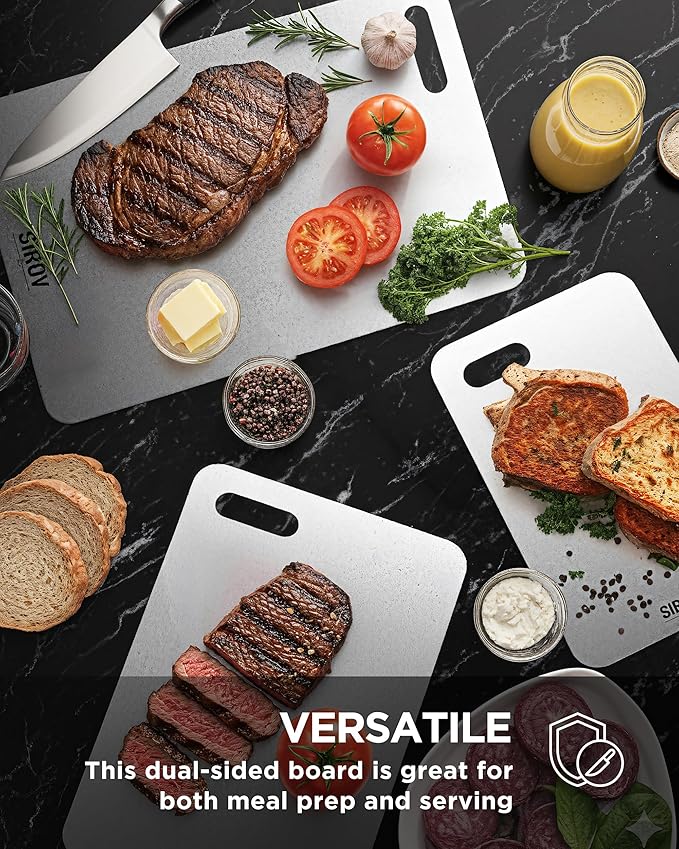 Katuchef Titanium Cutting Board for Kitchen, 100% Pure Titanium Cutting Board Food Grade,Non Toxic chopping board, Dishwasher safe, Easy to Clean(Set of 3)