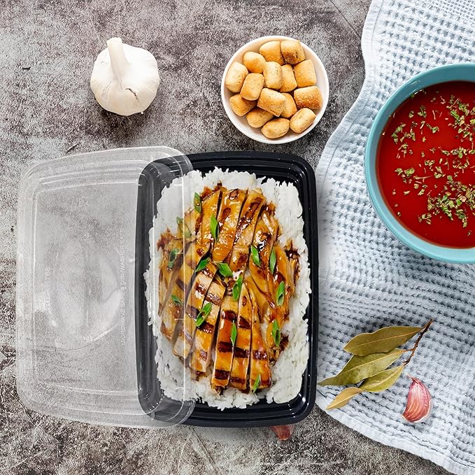 Ruthy's Outlet Meal Prep Containers W/Lids -Square Food Storage – BPA-Free| Stackable | Microwave | Freezer & Dishwasher Safe | Reusable Lunch Bento Box Portion Control & Planning (15 Pack, 24 oz)