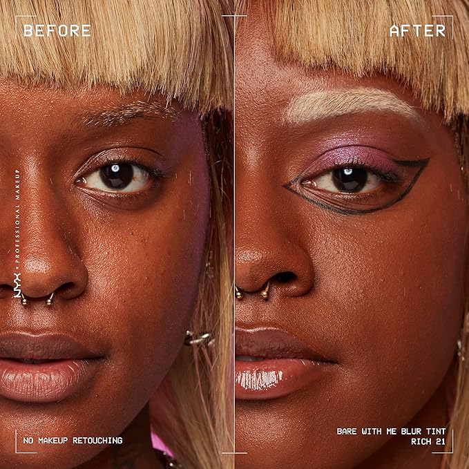 NYX PROFESSIONAL MAKEUP Bare With Me Blur Skin Tint Foundation Make Up with Matcha, Glycerin & Niacinamide - Rich-BrightBean Baby