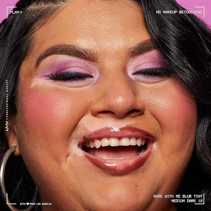 NYX PROFESSIONAL MAKEUP Bare With Me Blur Skin Tint Foundation Make Up with Matcha, Glycerin & Niacinamide - Medium Dark-BrightBean Baby