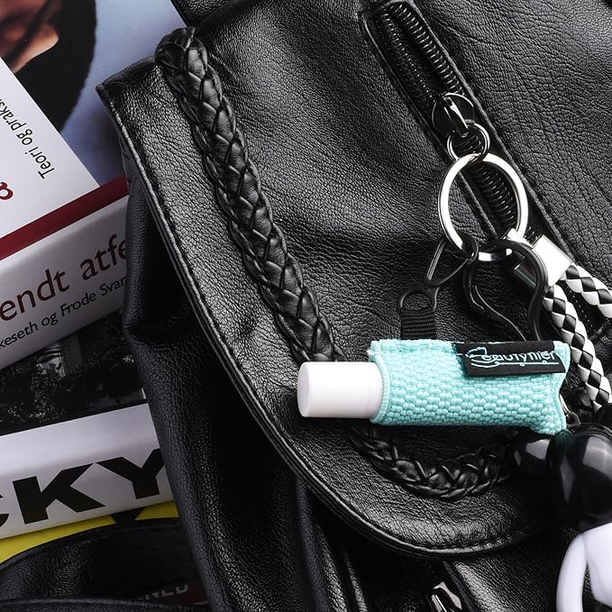 Beautyflier Cute Elastic Lip Balm Holder Keychain, Lipstick Sleeve Chapstick Sleeve Holder for Burts Bees Chapstick-BrightBean Baby