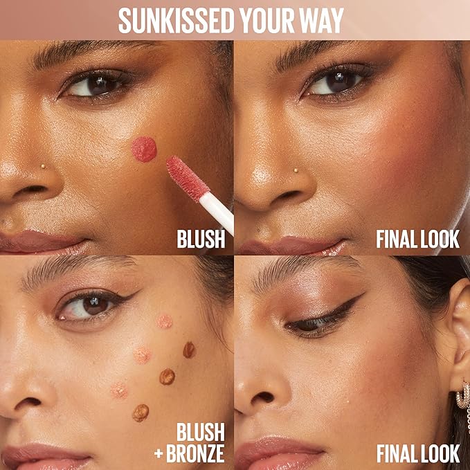 Maybelline Sunkisser Multi-Use Liquid Blush and Bronzer, Blendable, Longwear, Glowy Make Up, Electric Blush, 1 Count-BrightBean Baby