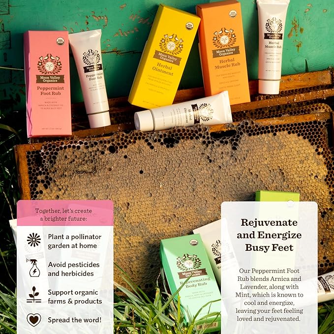Moon Valley Organics Peppermint Foot Balm – Organic Cooling Foot Rub with Lavender, Arnica and Mint-BrightBean Baby