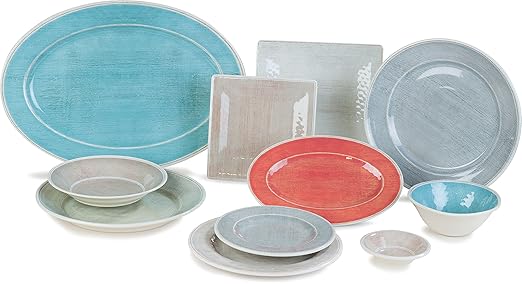 Carlisle FoodService Products Grove Reusable Plastic Plate Dinner Plate with Wide Rim for Home and Restaurant, Melamine, 11 Inches, Buff, (Pack of 12)