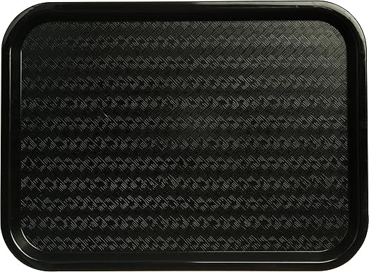Carlisle FoodService Products CFS CT121603 Cafe Standard Plastic Cafeteria/Fast Food Tray, NSF Certified, BPA Free, 16" Length x 12" Width, Black (Pack of 24)