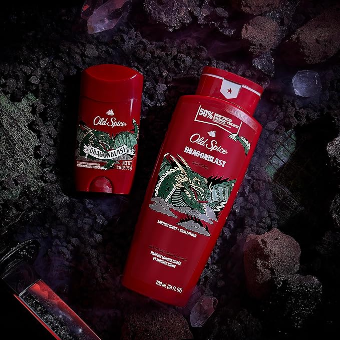 Old Spice Body Wash for Men, Dragonblast, Long Lasting Lather, 24 fl oz (Pack of 4)-BrightBean Baby