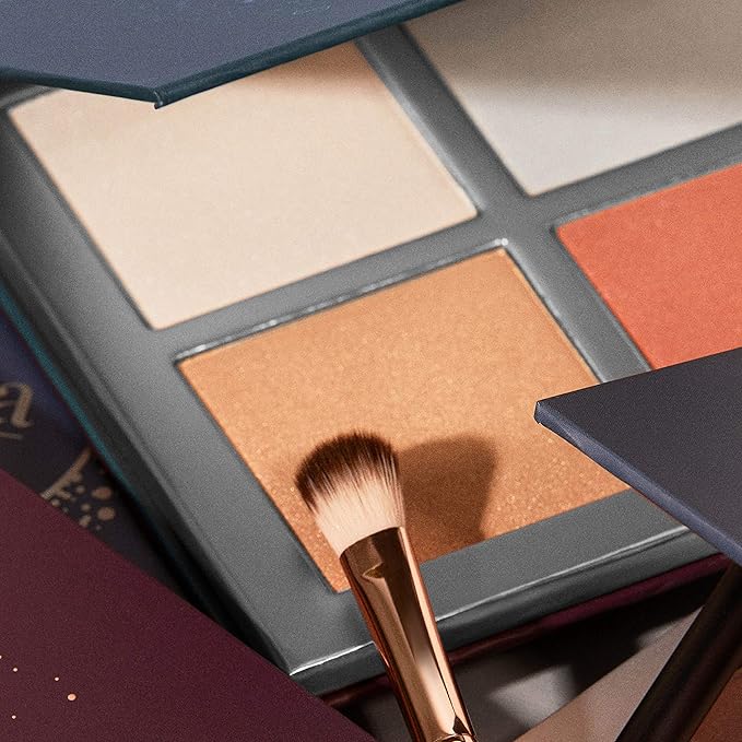Pippa of London Eclipse Highlighter Palette 381 Make Up for Cheeks and Face with 4 Luxury Highlighters in a Silver Gold Case with Mirror-BrightBean Baby