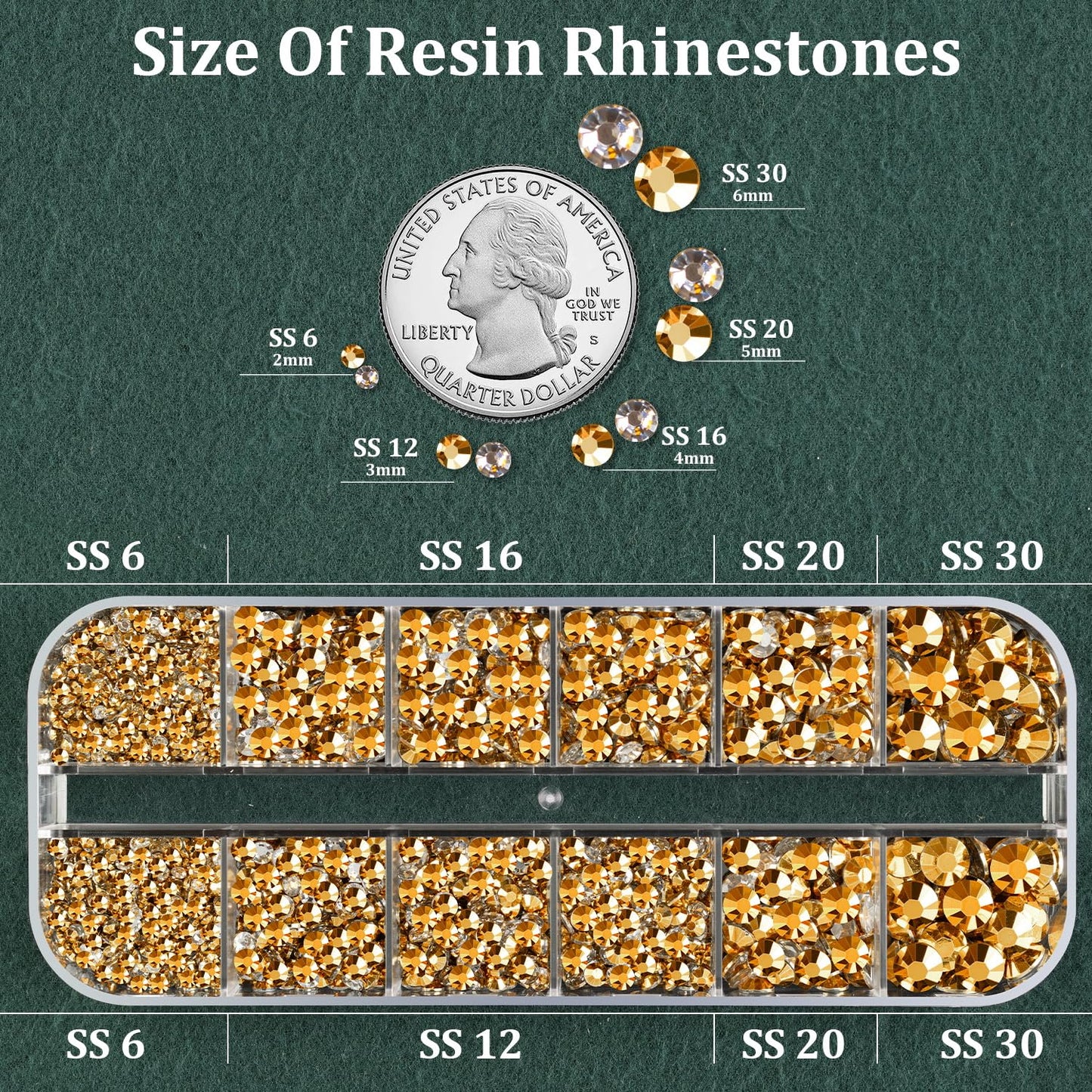 Resin Rhinestones for Crafting with B7000 Jewelry Glue, 1 Box Gold Flatback Crystals with 3Pcs 10ml Glue for Bedazzling Crafts DIY Nail Art Makeup，Non Hotfix Gems for Clothing Shoes-BrightBean Baby