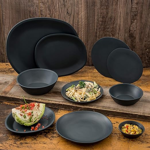 Carlisle FoodService Products Ridge Resuable Plastic Platter Oblong Platter for Home and Restaurant, Melamine, 13 Inches, Slate