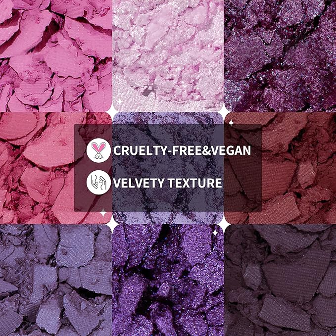 docolor Eyeshadow 9 Colors Purple Eyeshadow Palette High Pigmented Blendable Matte & Glitter Shimmer Finishes, Long Lasting Mauve Eye Makeup for Christmas Party Music Festivals-BrightBean Baby