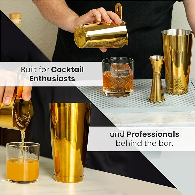 A Bar Above Professional Boston Shakers Set, 18oz and 28oz, Weighted Cocktail Shaker Set, for Bartenders, Pro Bar Shaker, Made from Premium Stainless Steel 304